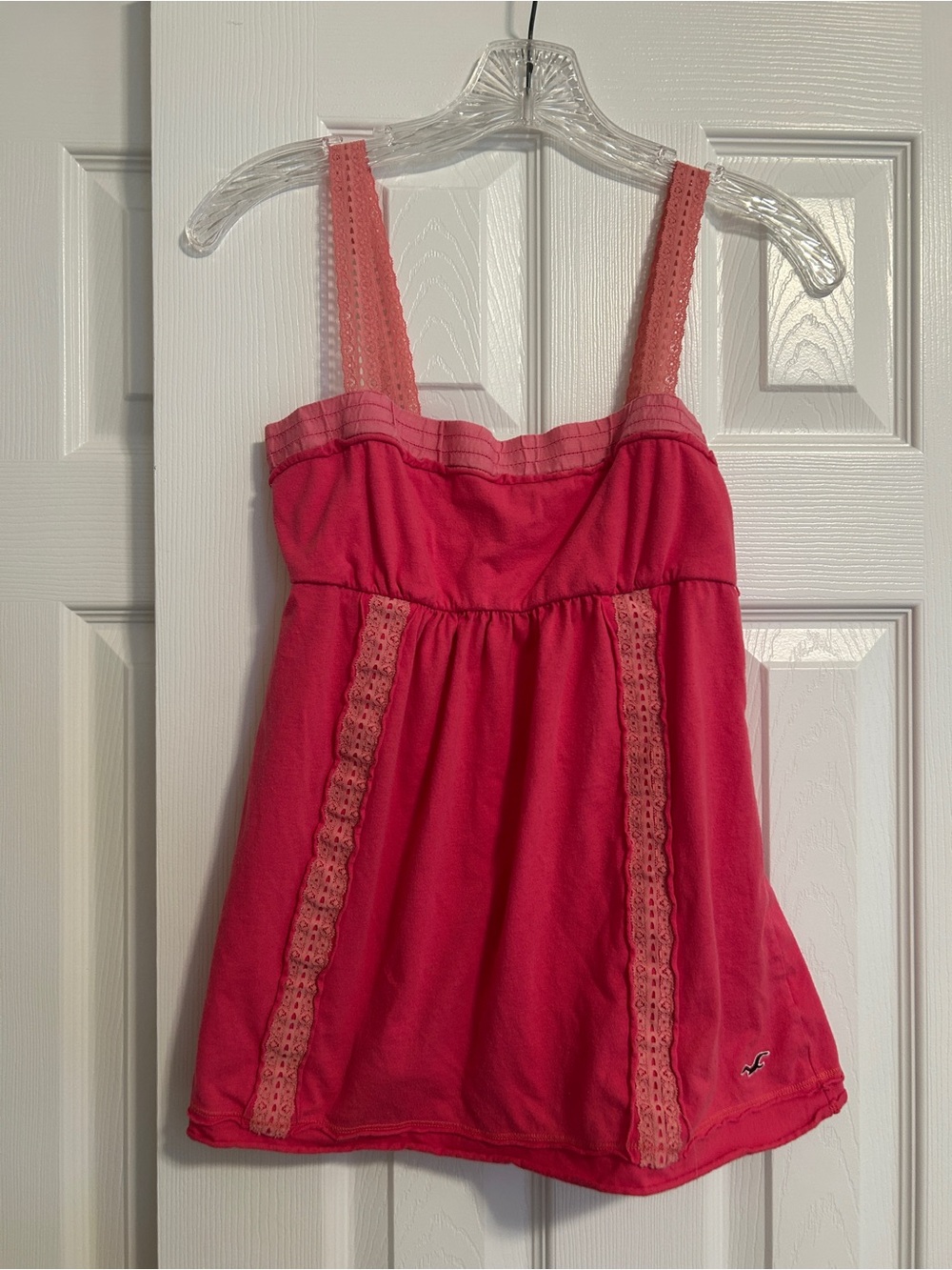 Vintage Y2K Hollister Babydoll Tank Top with Lace Accents